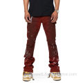 Stacked Denim Pant Jeans Distressed Tattered Flare Jeans